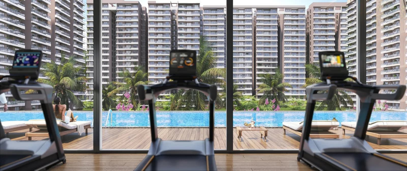 Prestige Raintree Park: Gym overlooking the pool deck (artist's impression) (artist’s impression)
