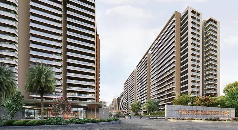 Prestige Raintree Park: Street-level render of the towers and entrance (artist's impression) (artist’s impression)