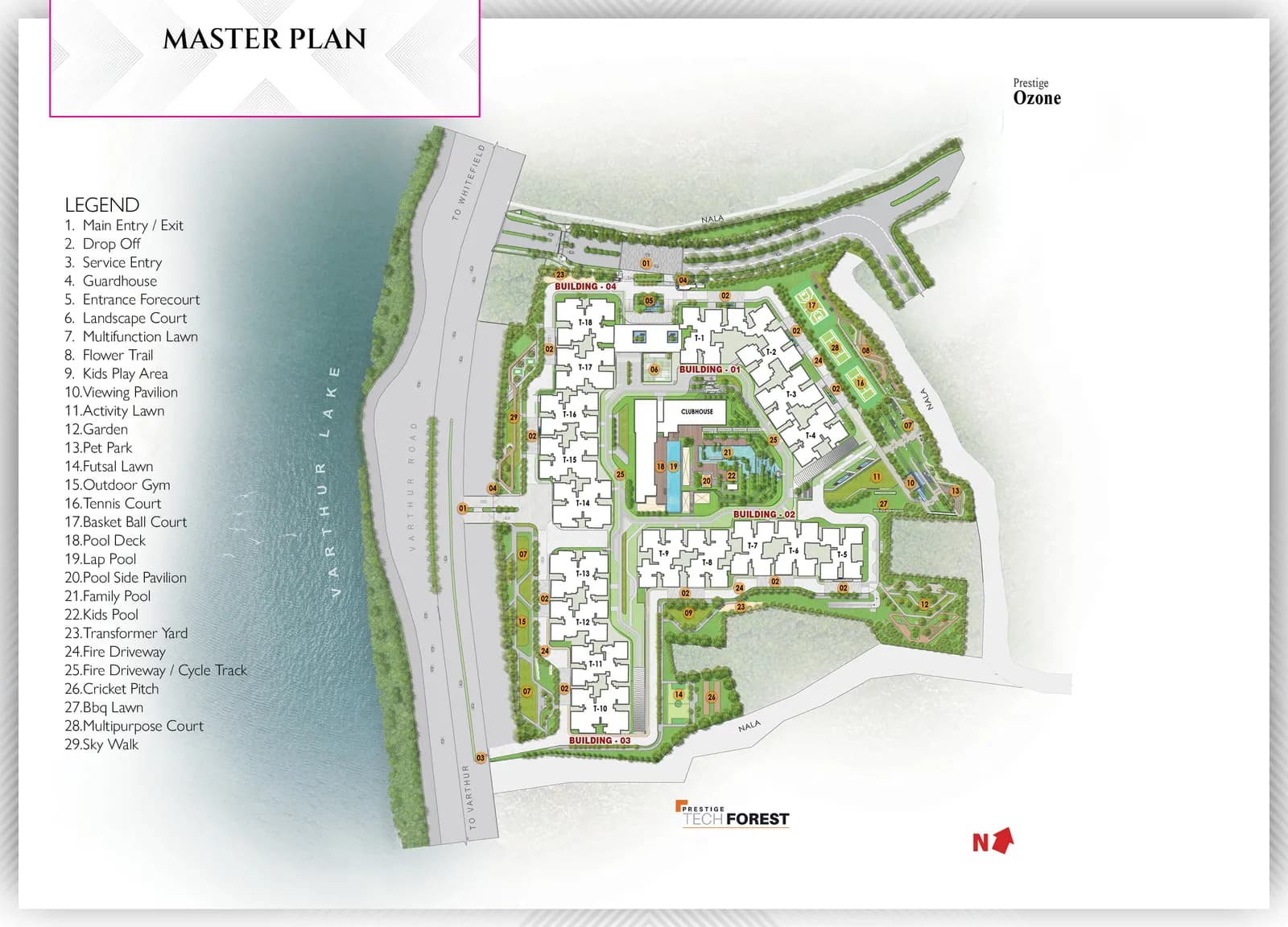 Prestige Raintree Park: Master plan of the 21-acre site beside Varthur Lake