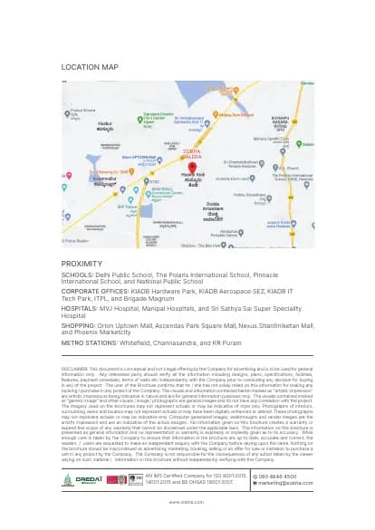 Sobha Galera: Brochure, page 4 (filed with Karnataka RERA)