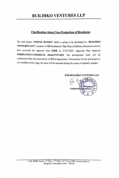 Spring Woods: Brochure (filed with Karnataka RERA)