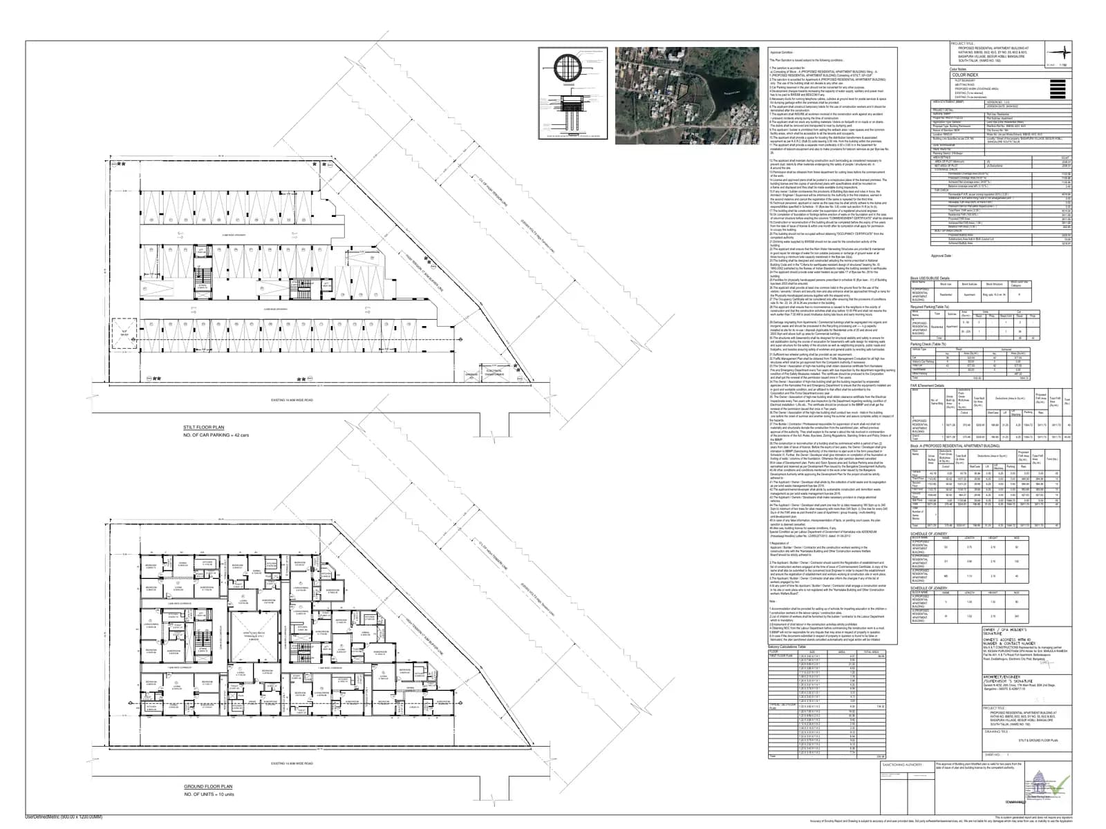 K&T'S Sai Sannidhi: Approved Building/Plotting Plan, page 1 (filed with Karnataka RERA)