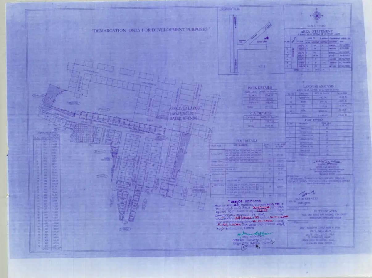 Elite Park: Approved Building/Plotting Plan (filed with Karnataka RERA)