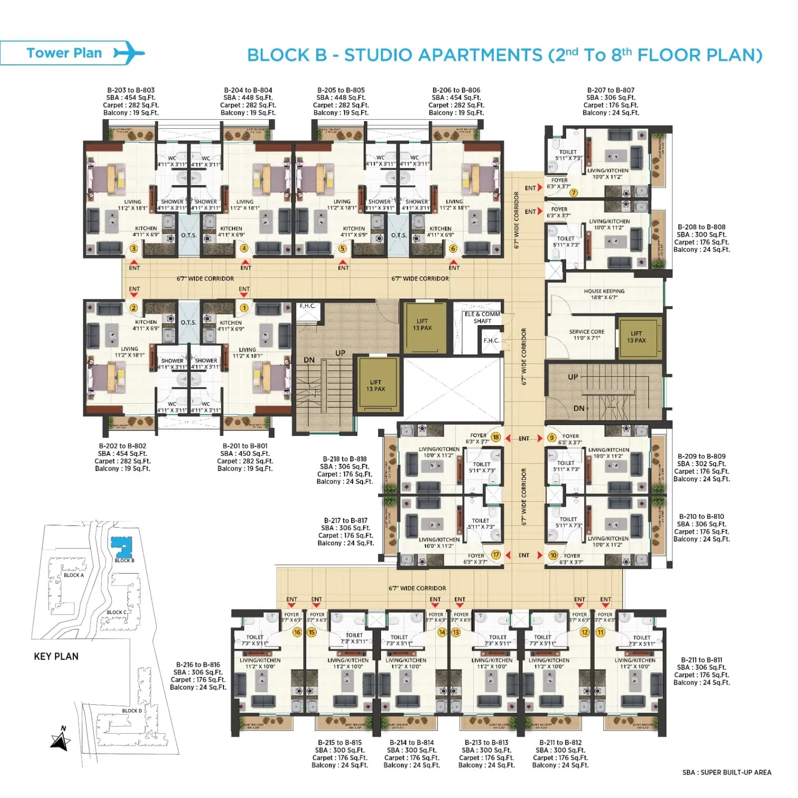 Sattva Aeropolis Phase 2 floor plan: 1 BHK Type 1 floor plan