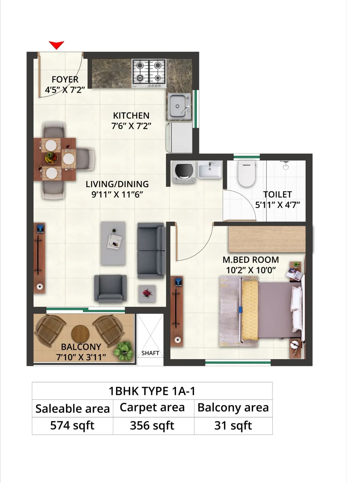 Sattva Aeropolis Phase 2 floor plan: Studio Type 1 floor plan