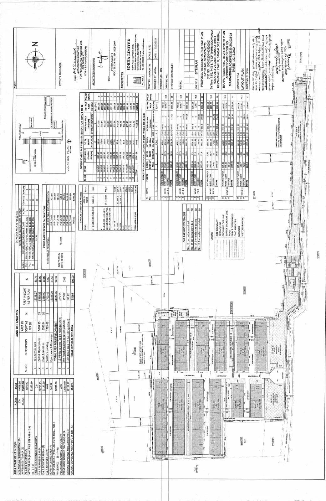 Sobha Oakshire: Existing Layout Plan (filed with Karnataka RERA)