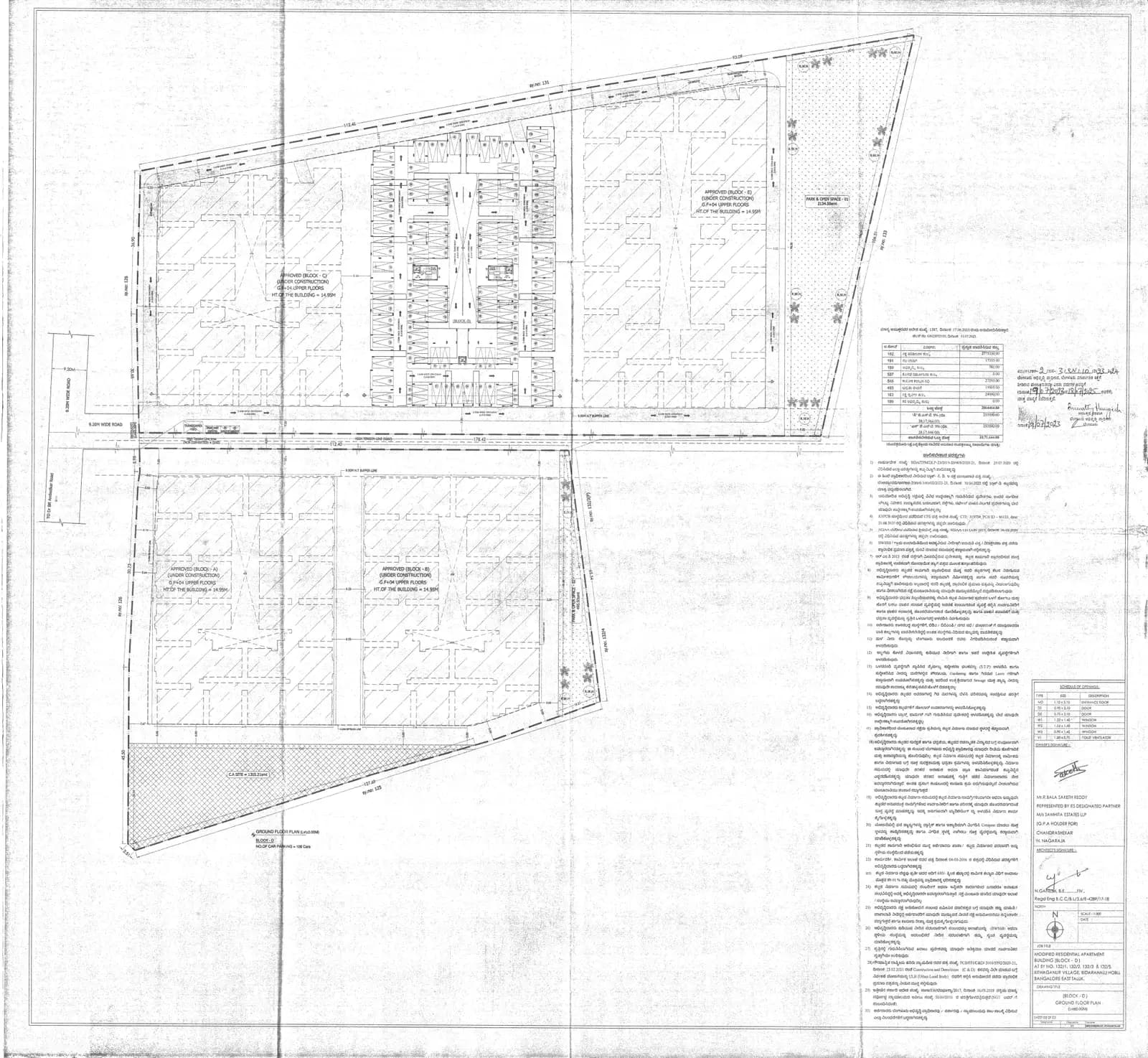 Samhita Serene MTB: 2 Revised Ground Floor Plan Block-D.pdf (filed with Karnataka RERA)