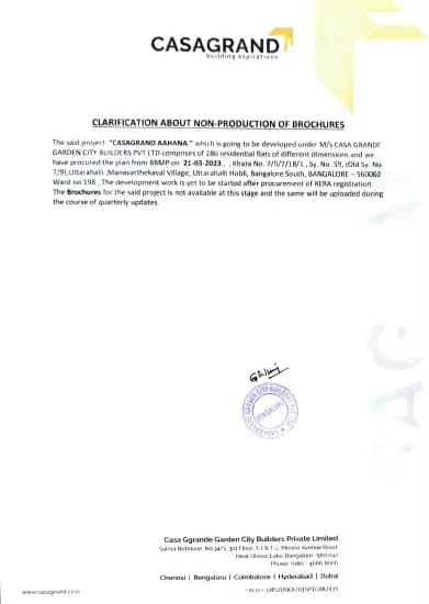 Casagrand Zaiden: Brochure (filed with Karnataka RERA)