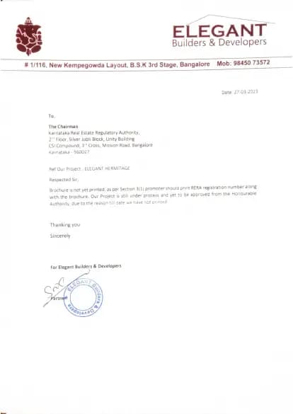 Elegant Hermitage: Brochure (filed with Karnataka RERA)