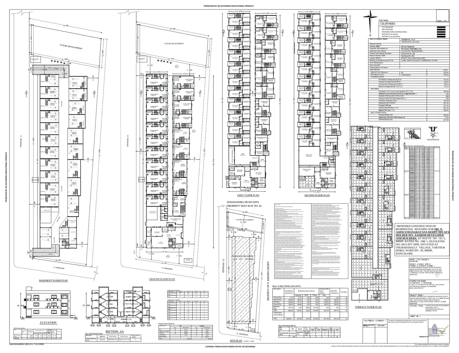 Ashish ANR Row house: Approved Building/Plotting Plan (filed with Karnataka RERA)