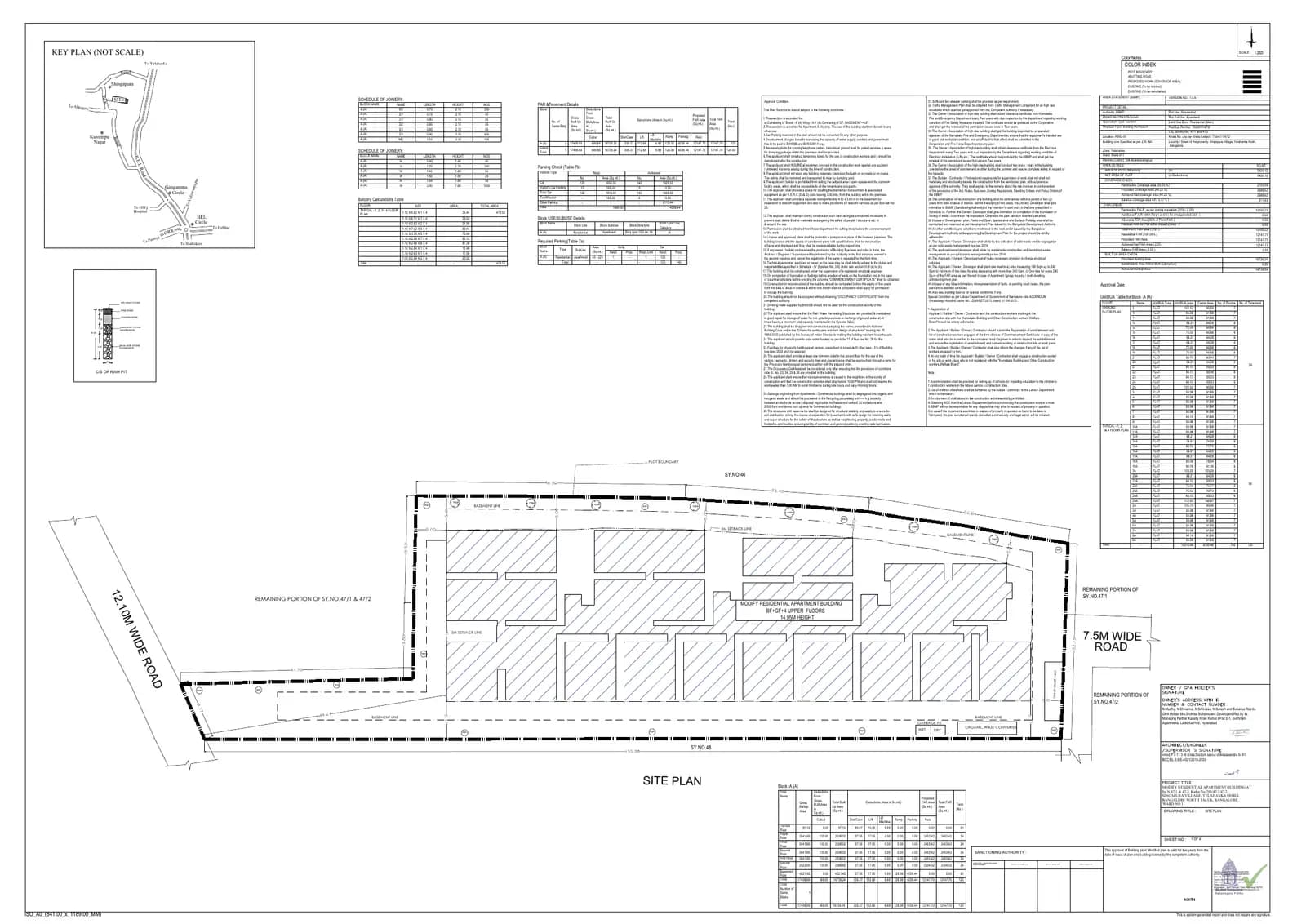 The Pinnacle: Sanctioned plan with the digital signature, page 1 (filed with Karnataka RERA)