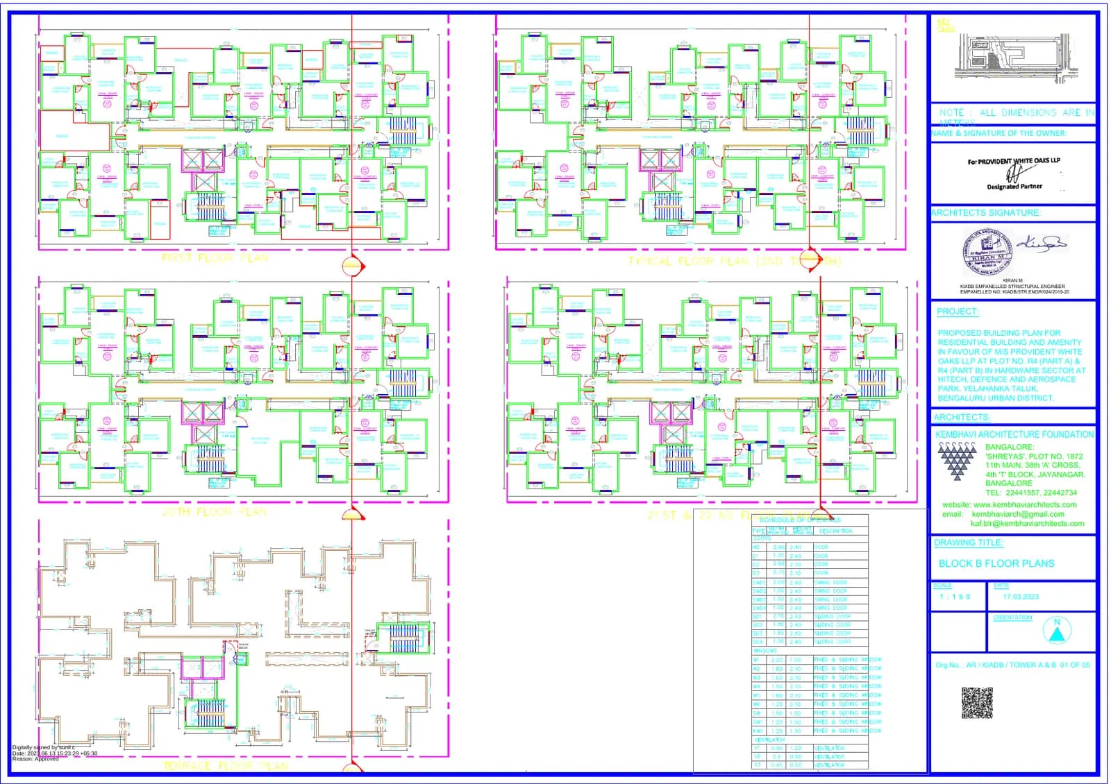 Provident Ecopolitan: Block B Floor Plan (filed with Karnataka RERA)