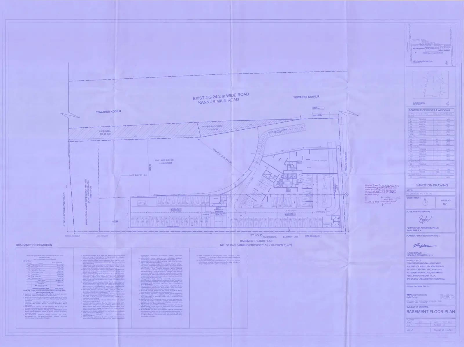 Lakeside 24: Basement Floor Plan (filed with Karnataka RERA)