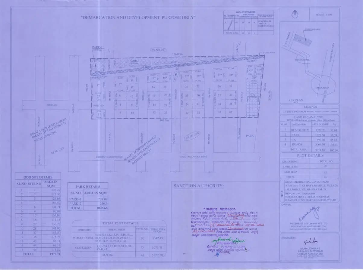 Preeti Aarna Ville: Approved Layout Plan (filed with Karnataka RERA)