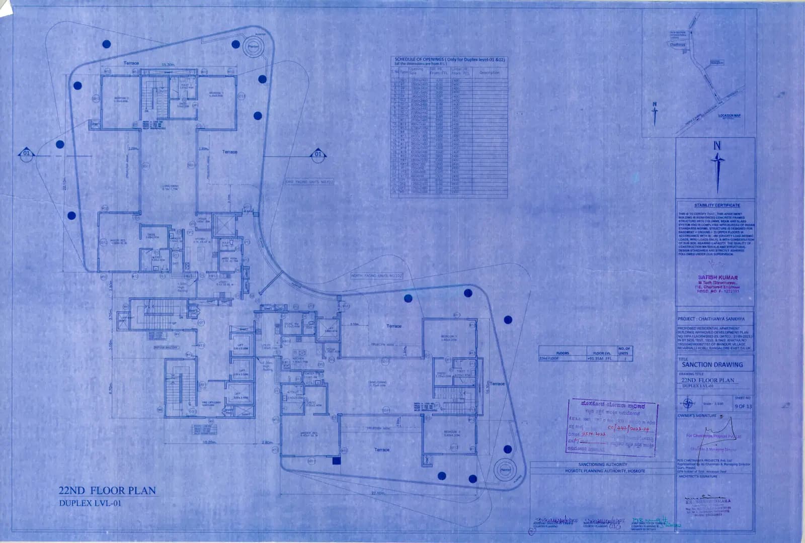 Chaithanya SANKHYA: 22nd Floor Plan.pdf (filed with Karnataka RERA)