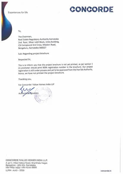 Concorde Opus II: Brochure (filed with Karnataka RERA)