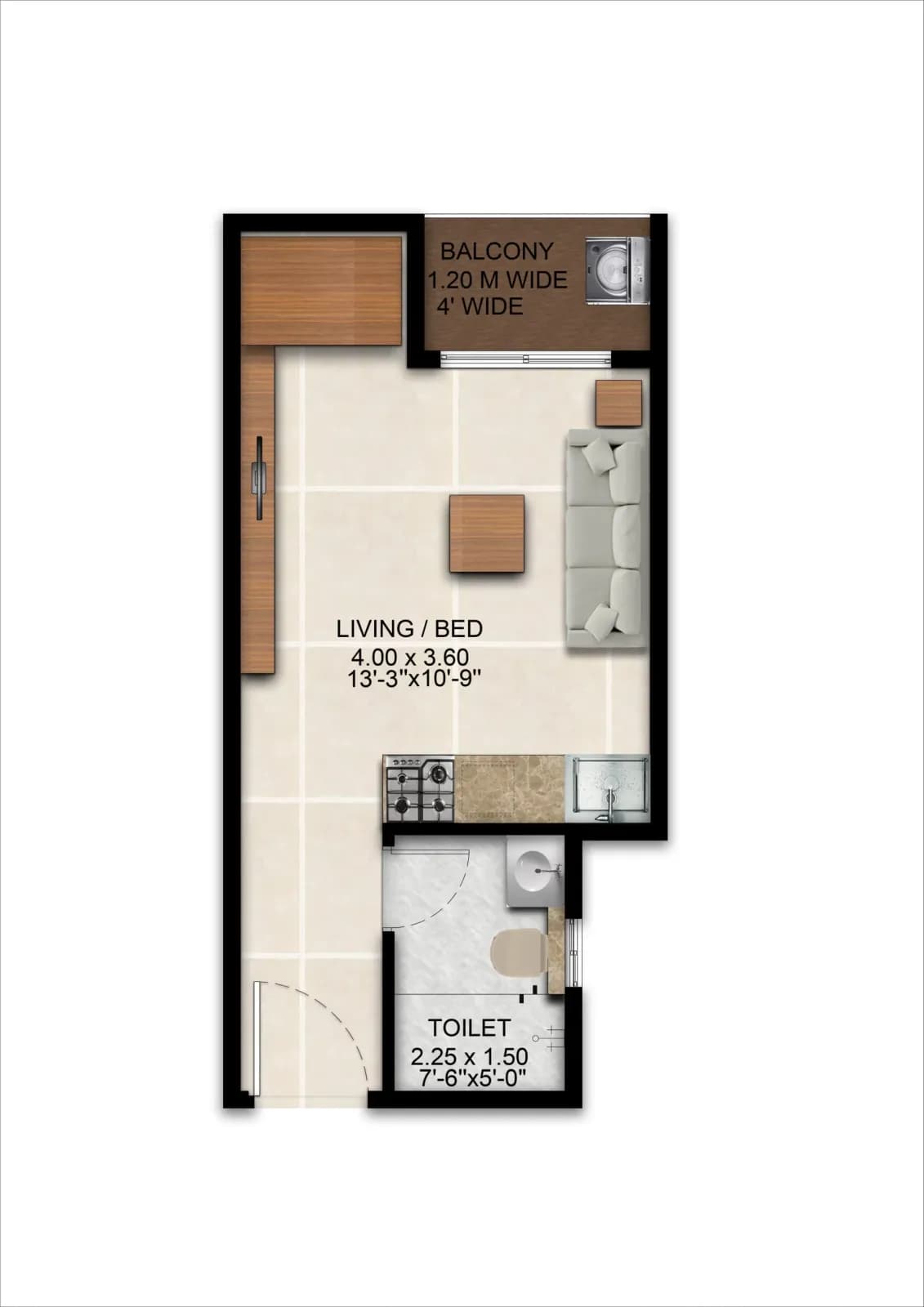 Sattva SimpliCity floor plan: Studio Type 1 floor plan