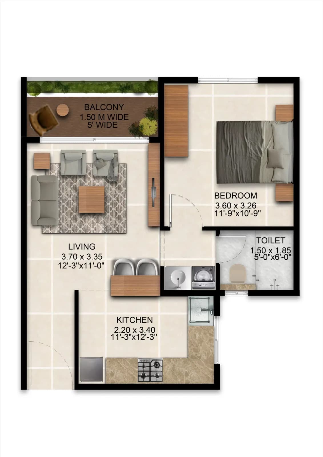 Sattva SimpliCity floor plan: 1 BHK Grand floor plan