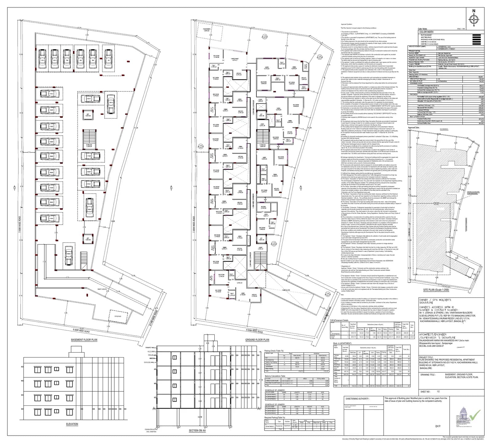 VG Royal Enclave: Approved Building/Plotting Plan, page 1 (filed with Karnataka RERA)