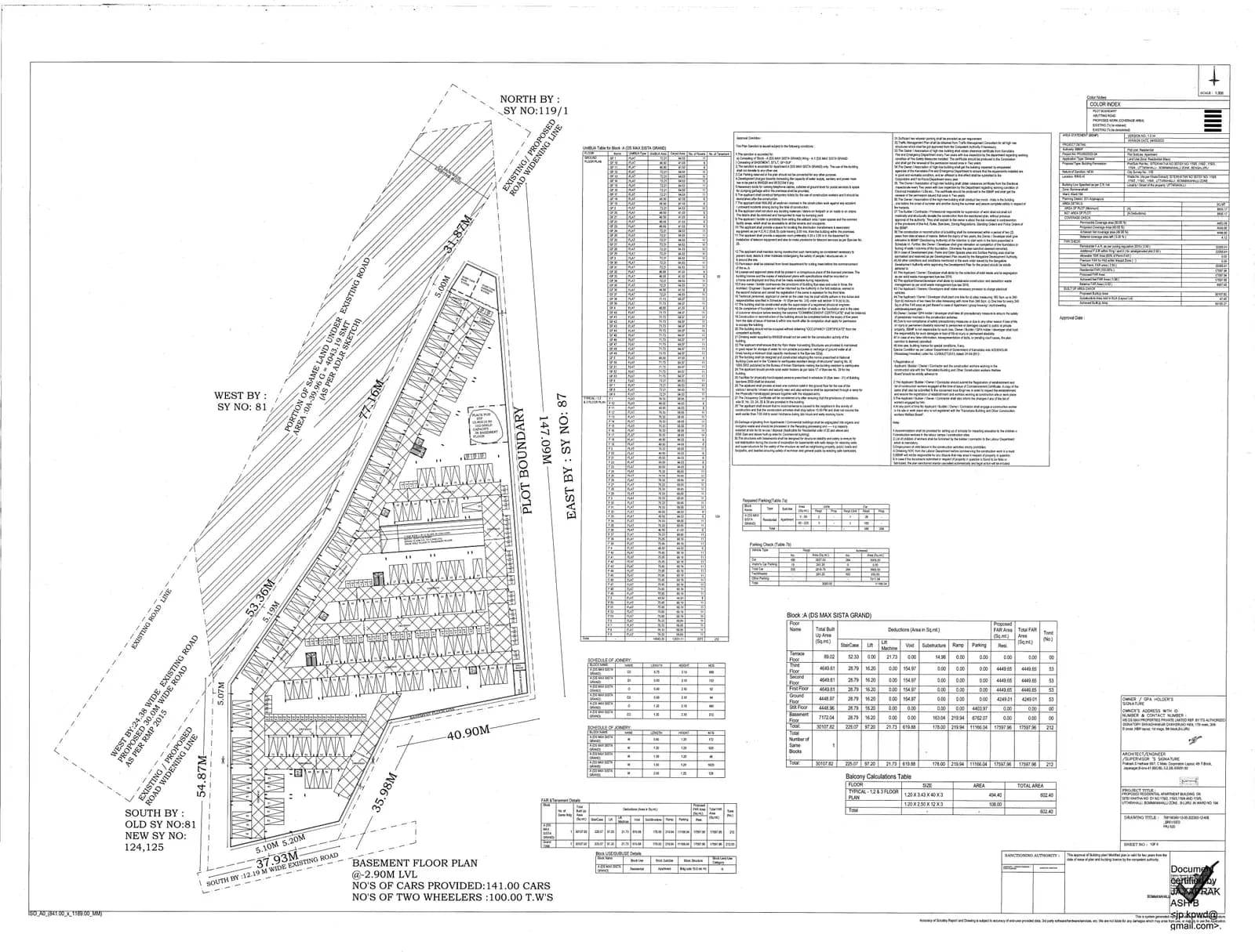 DS Max Sista Grand: Approved Building/Plotting Plan, page 1 (filed with Karnataka RERA)