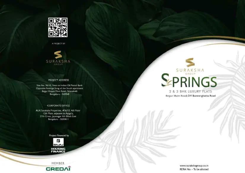 Suraksha Springs: Brochure, page 1 (filed with Karnataka RERA)