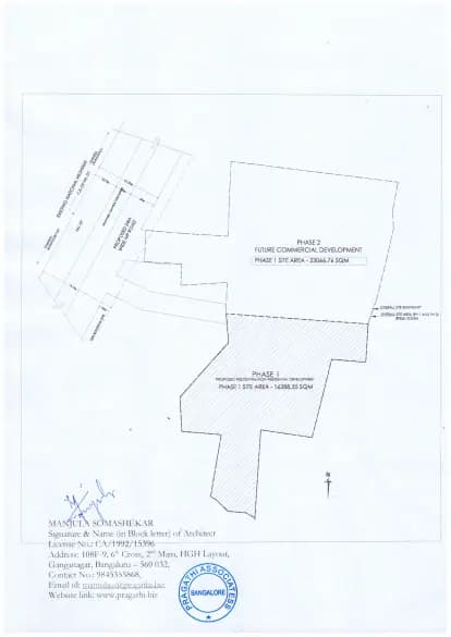 Millionaire Tower: SITE AREA - Phase 1 & 2 Demarcations (filed with Karnataka RERA)
