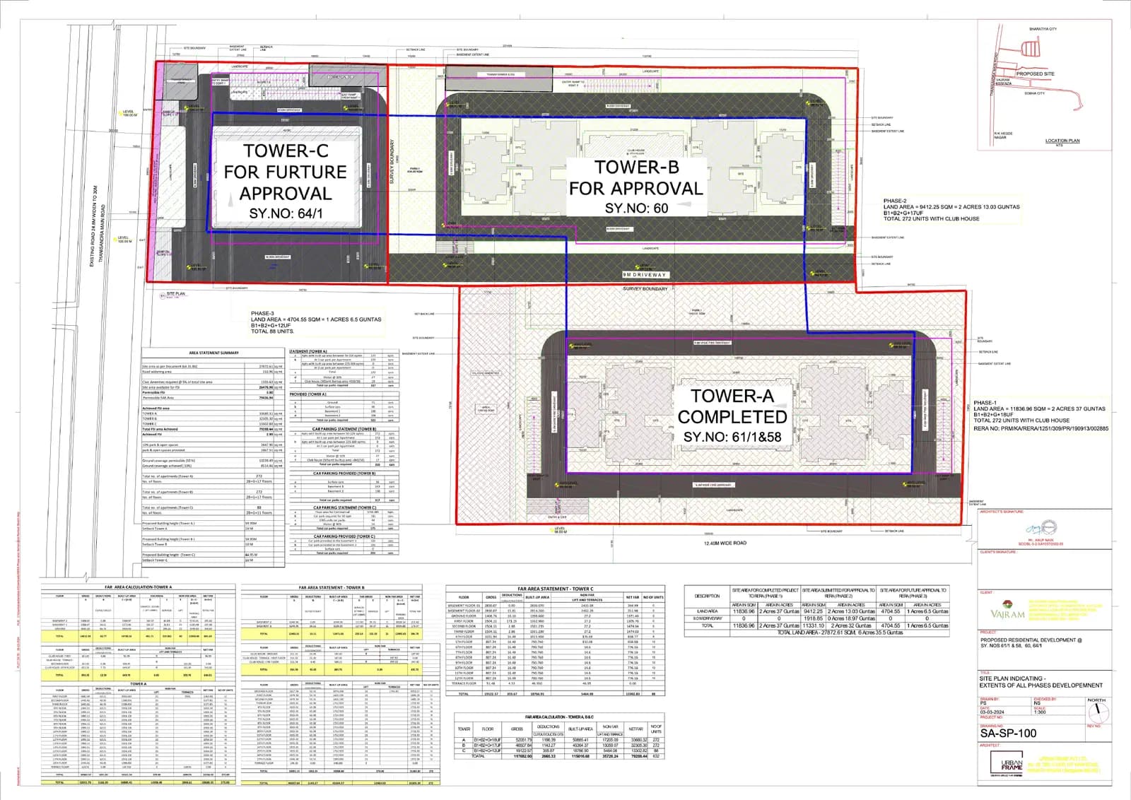 Vajram Newtown - II: 5 RERA Phase wise demarcation Sketch signed by Architect (filed with Karnataka RERA)