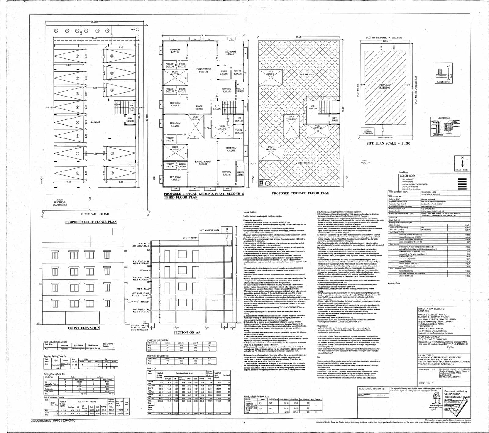 Telosa: Approved Layout Plan (filed with Karnataka RERA)
