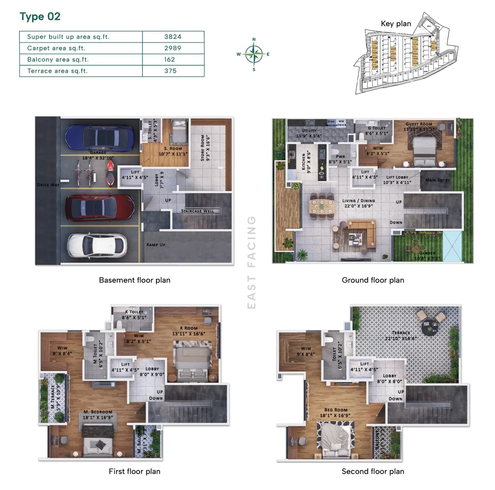 Sattva Springs floor plan: Type 2 Row House Layout