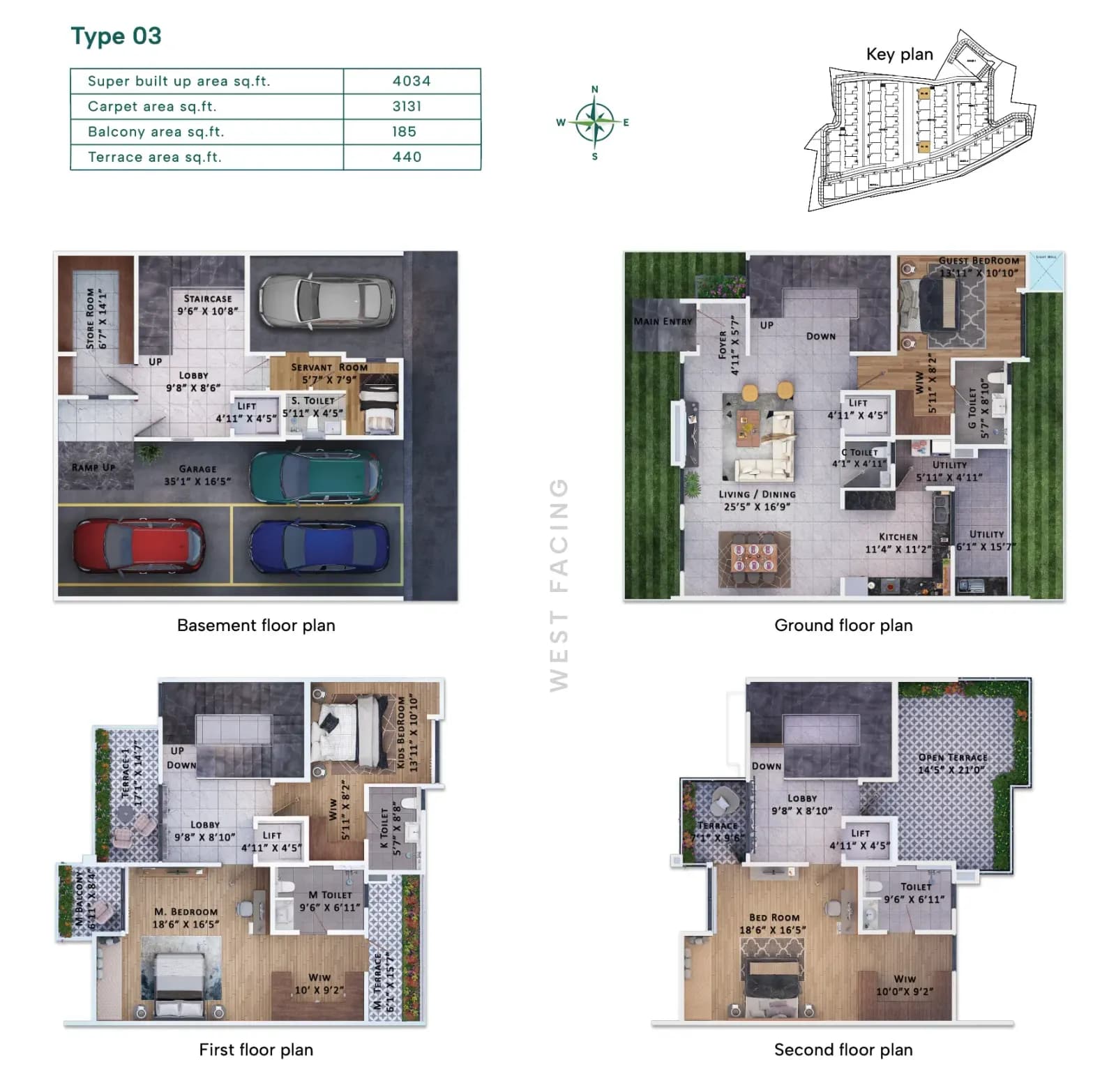 Sattva Springs floor plan: Type 3 Row House Layout