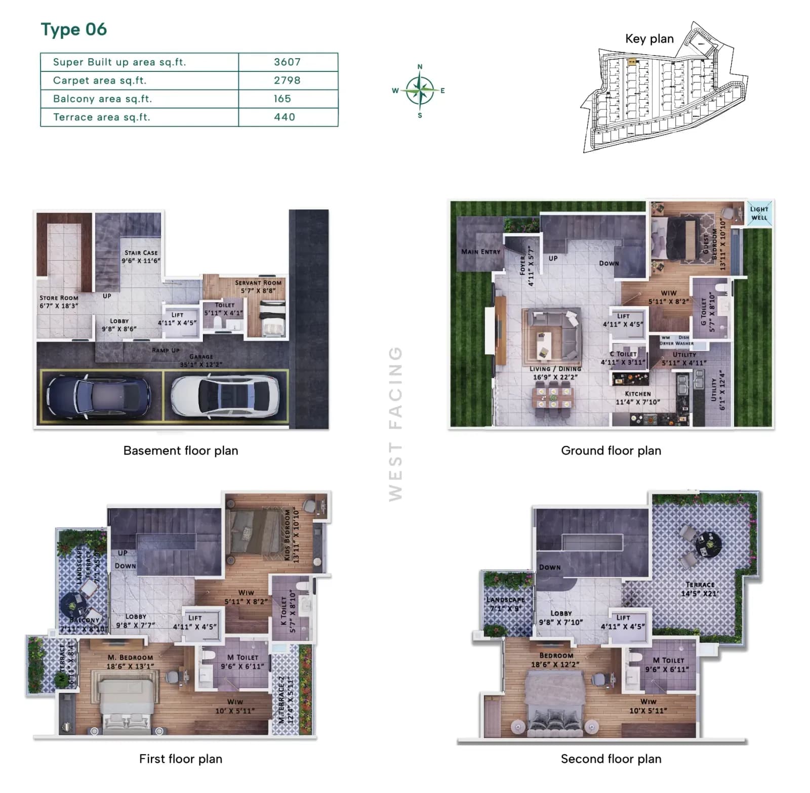 Sattva Springs floor plan: Type 6 Row House Layout