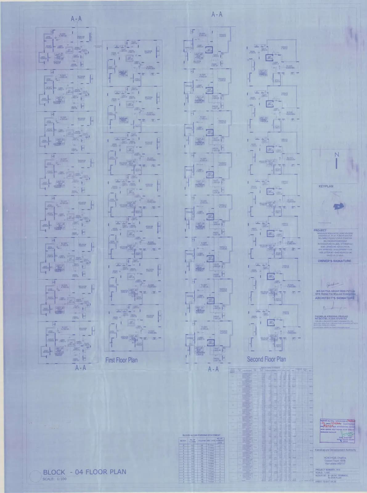 Sattva Springs: Approved Building/Plotting Plan, page 1 (filed with Karnataka RERA)