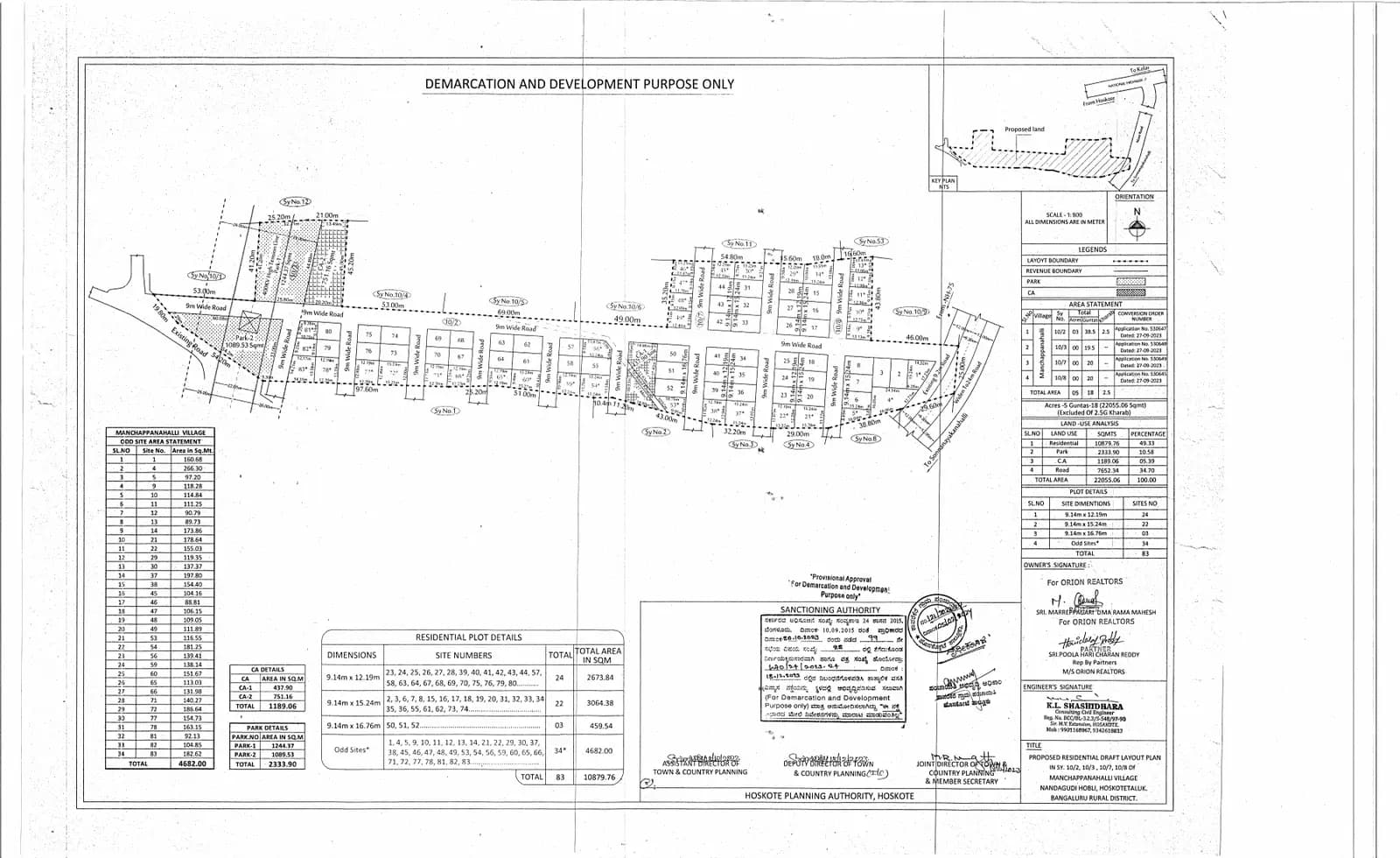 Orion Enclave: Approved Layout Plan (filed with Karnataka RERA)
