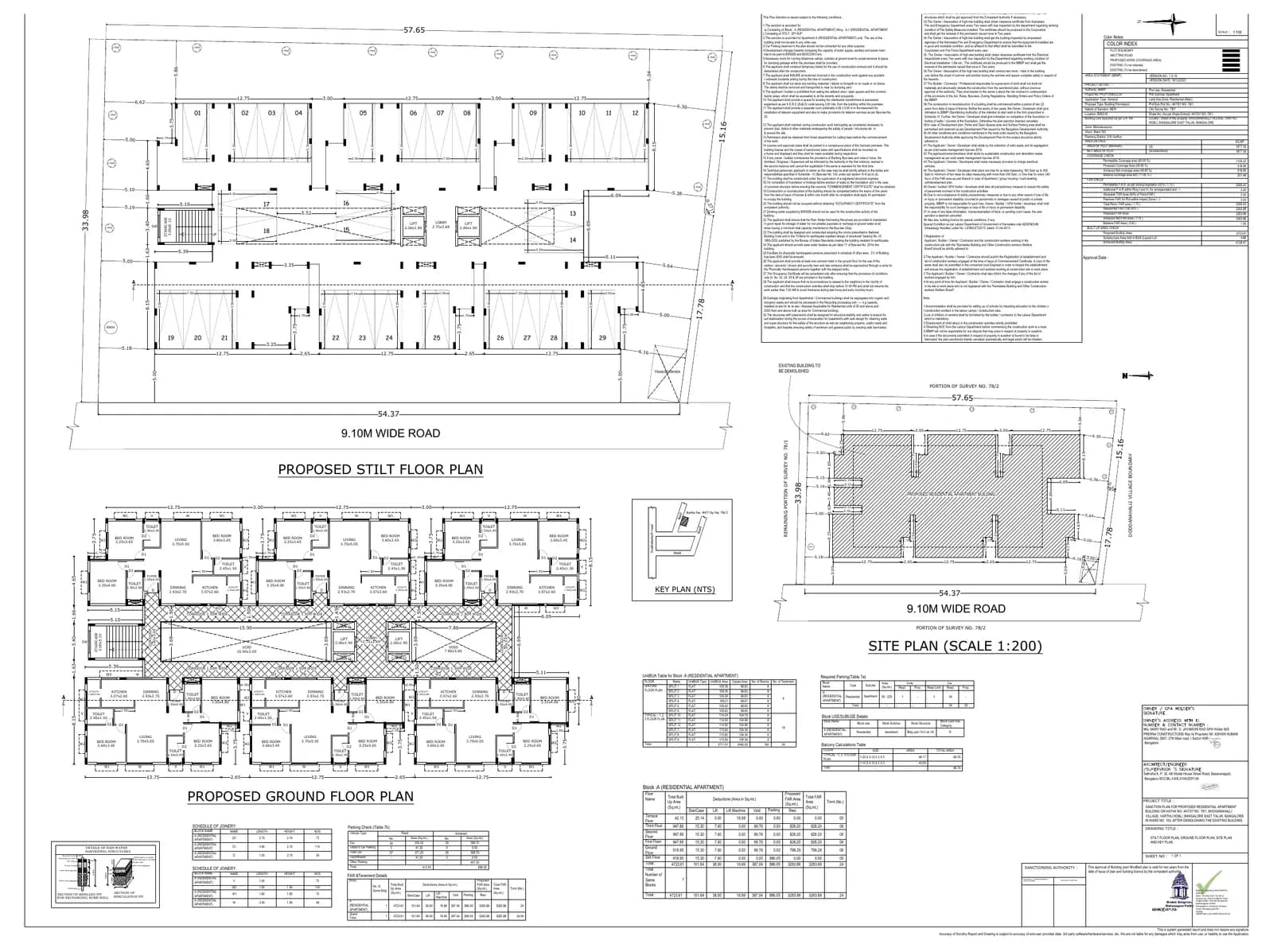 Galaxy Tower: Approved PLAN SANCTION All in one, page 1 (filed with Karnataka RERA)