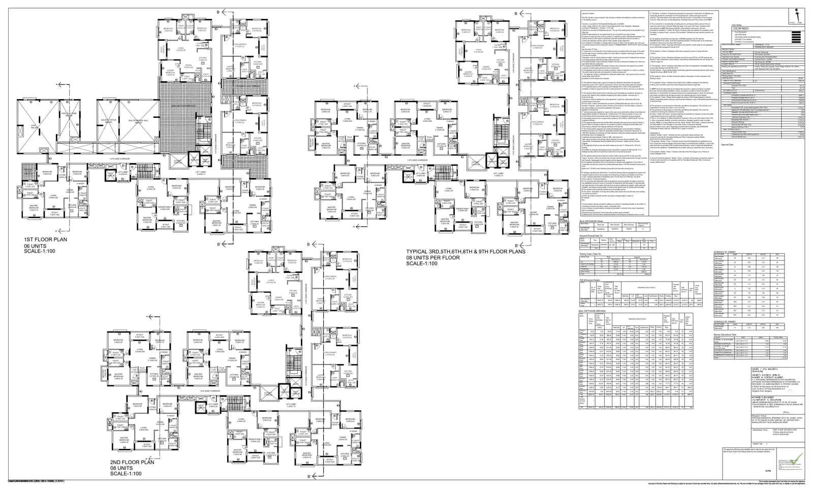 Sapthagiri Nirvana: 15 1st, 2nd, TYpical 3rd, 5th, 6th, 8th, and 9th Floor Plan (filed with Karnataka RERA)