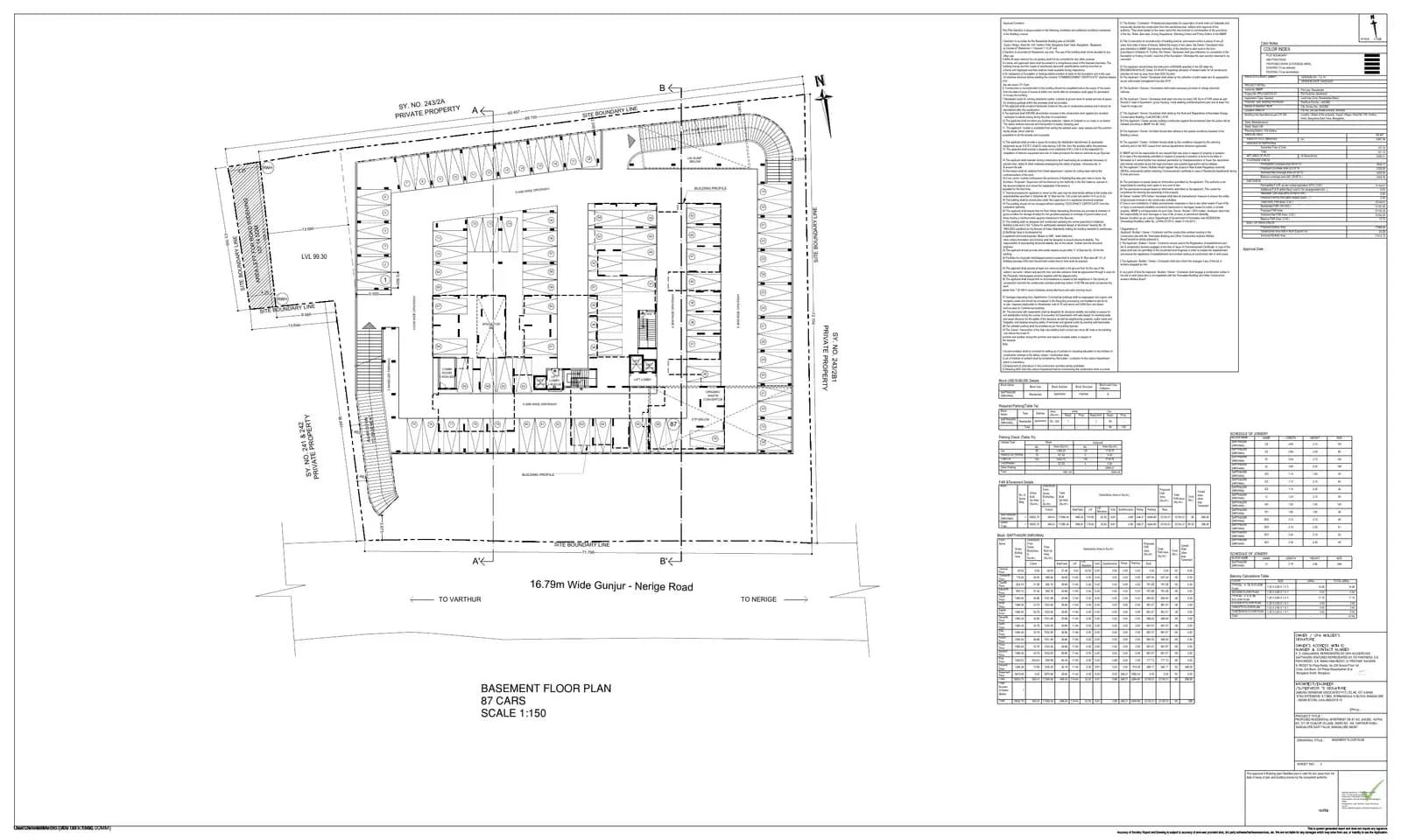 Sapthagiri Nirvana: 15 Basement Floor Plan (filed with Karnataka RERA)