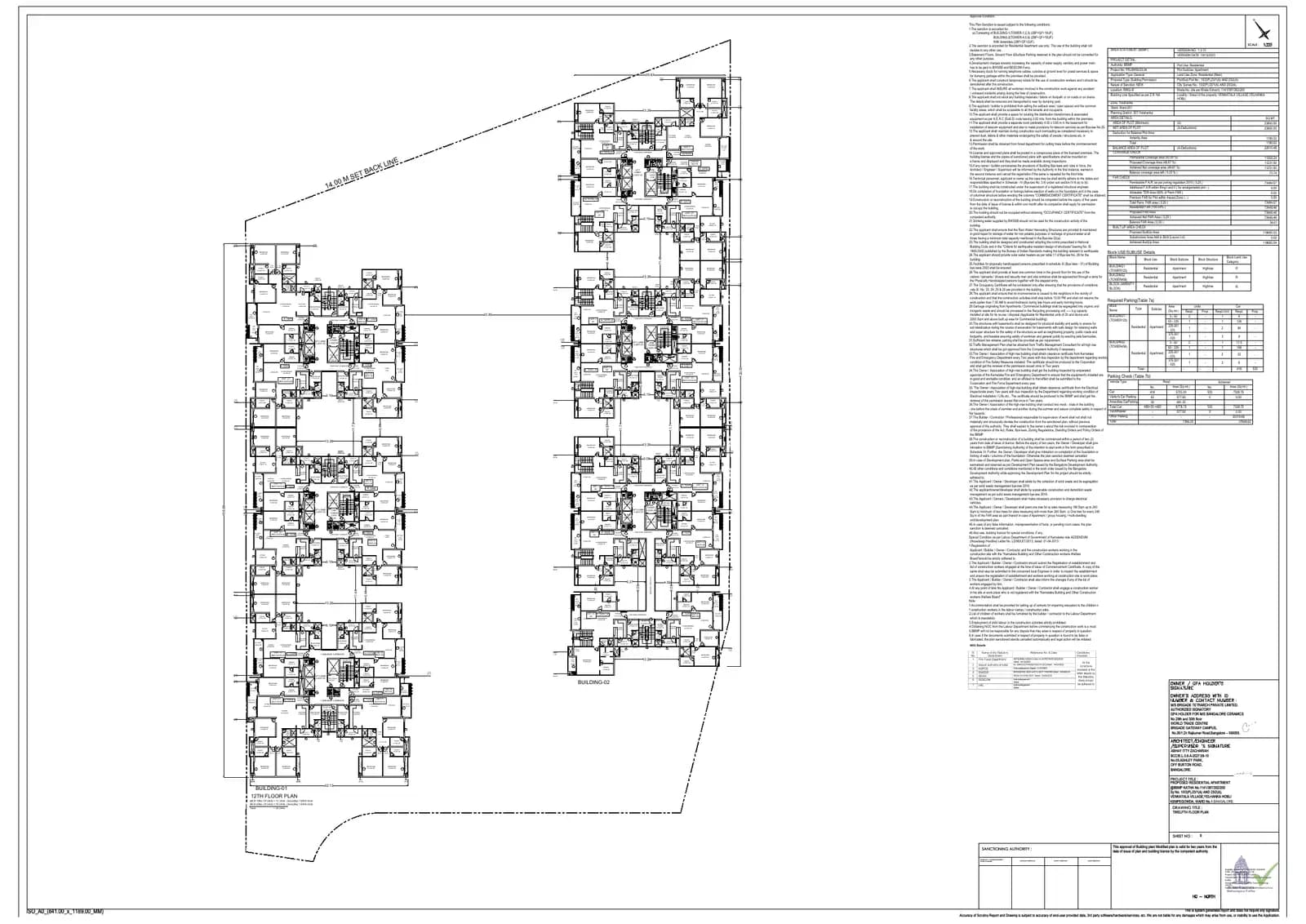 Brigade Insignia: 12th Floor Plan.pdf (filed with Karnataka RERA)