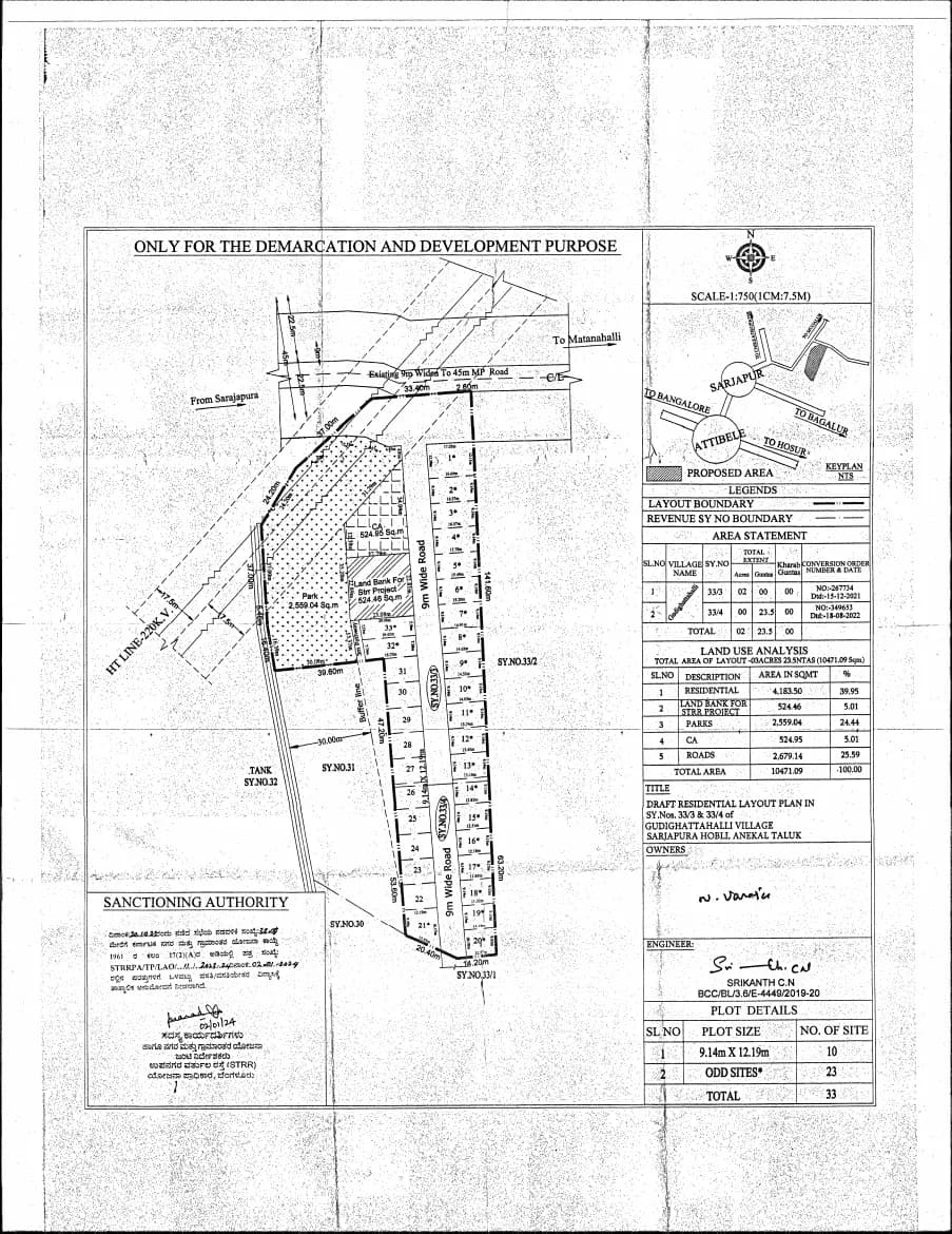 Vanna: Approved Layout Plan (filed with Karnataka RERA)