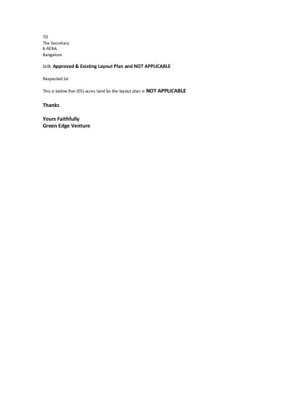Green Edge Signature: Existing Layout Plan (filed with Karnataka RERA)