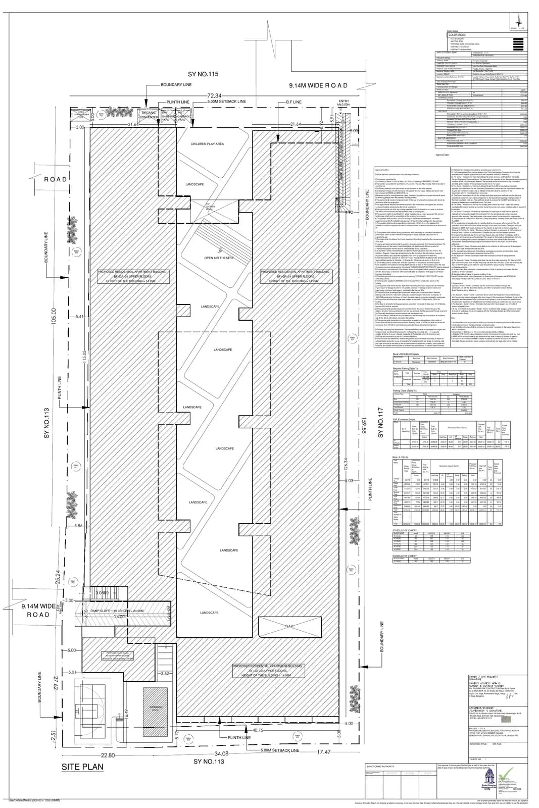 Veda Vilasa: Approved Building/Plotting Plan, page 1 (filed with Karnataka RERA)