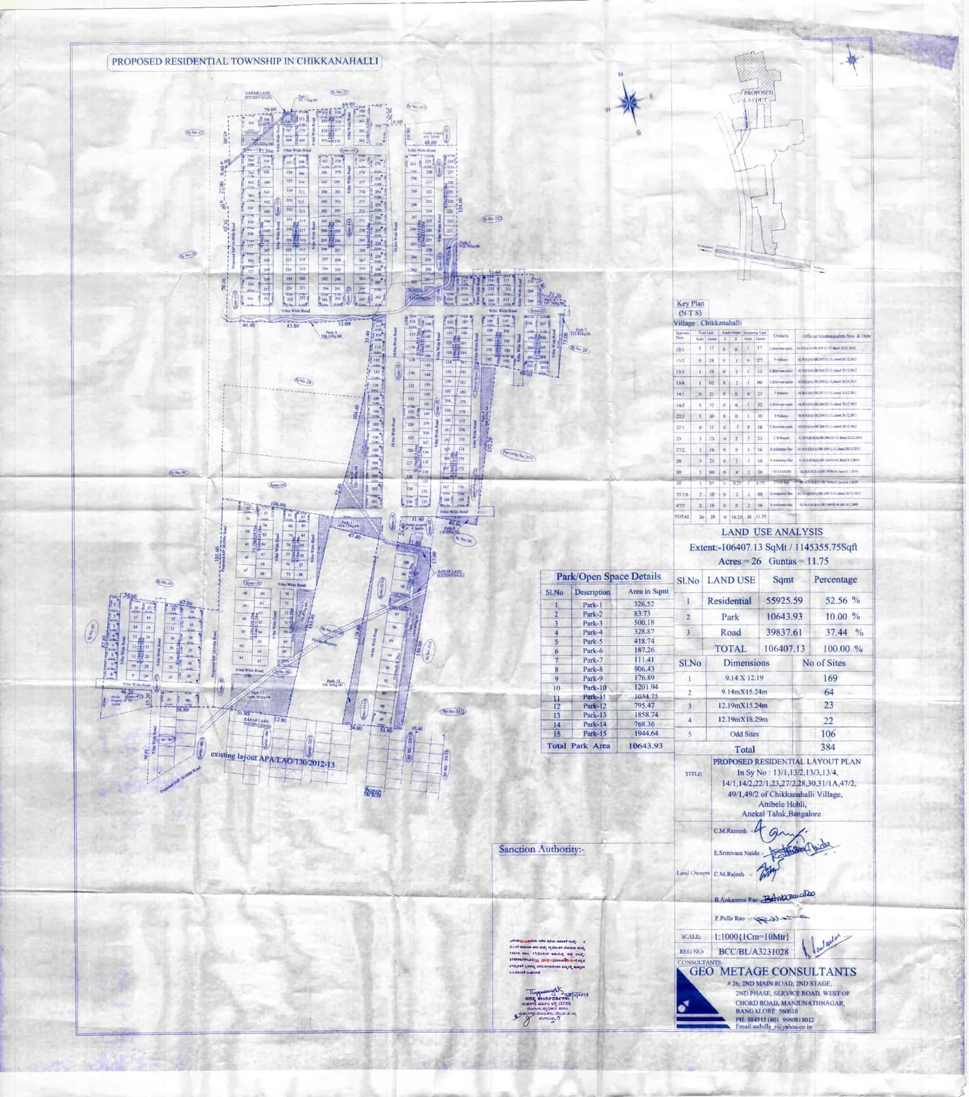 Mahidhara CMR PPR Fortune City: 3 Original Approved plan (filed with Karnataka RERA)