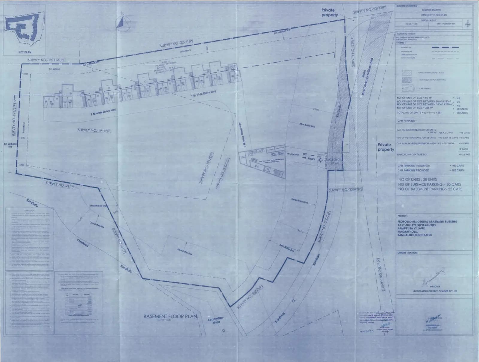 Good Earth Ochre: 12 Basement floor plan (filed with Karnataka RERA)