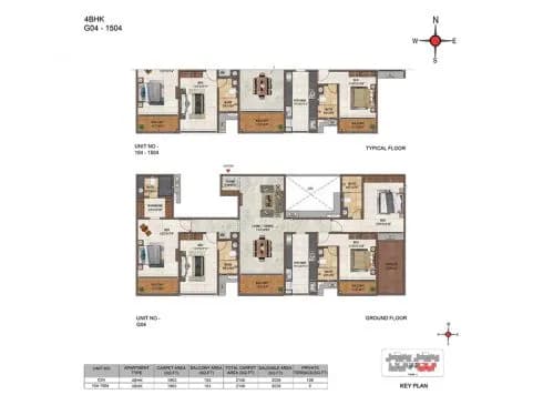 Casagrand Casablanca floor plan: 4 BHK ground floor plan