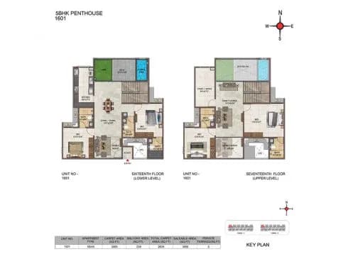 Casagrand Casablanca floor plan: 5 BHK penthouse floor plan