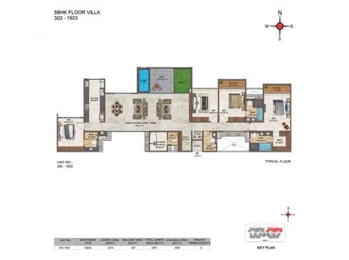 Casagrand Casablanca floor plan: 5 BHK floor villa plan