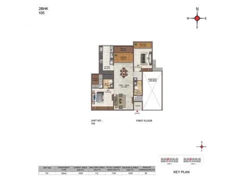 Casagrand Casablanca floor plan: 2 BHK typical floor plan