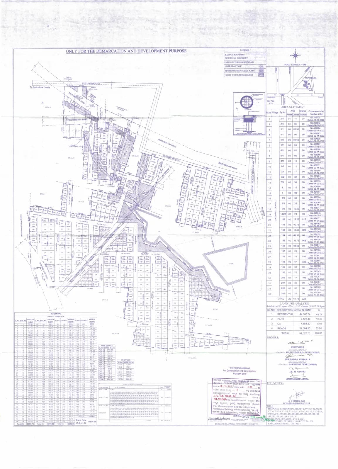 VR Royal Township: Existing Layout Plan (filed with Karnataka RERA)