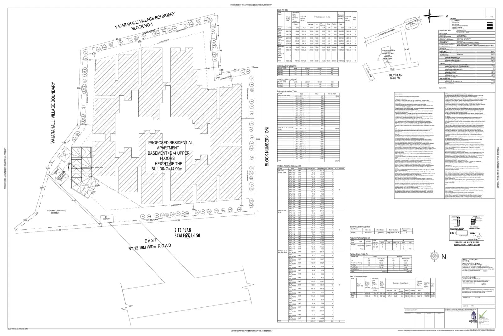 Srivara Vasudha: Approved Building/Plotting Plan, page 1 (filed with Karnataka RERA)