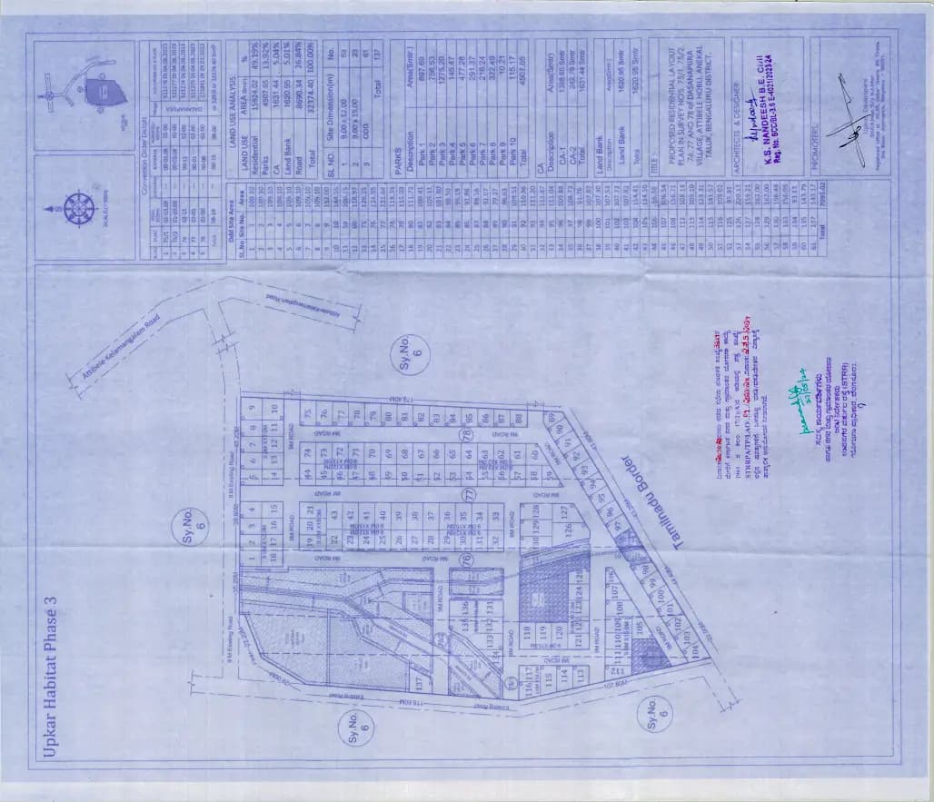 Upkar Habitat: Approved Building/Plotting Plan (filed with Karnataka RERA)