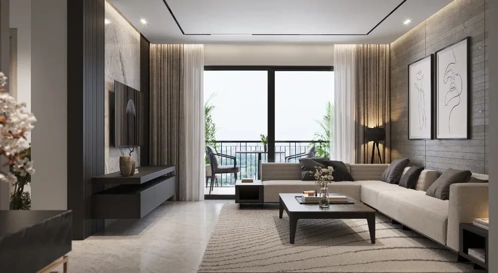 SOBHA Ayana at Dream Acres Wing 60 to 71: Living room interior (artist’s impression)